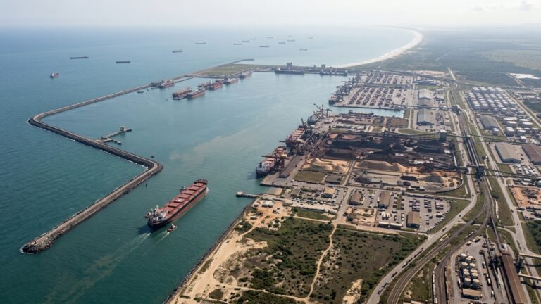 Megaporto de 20 milhões de m² ganha forma no litoral brasileiro com 10 km de píeres e profundidade de 25 metros para receber navios de até 400 mil toneladas