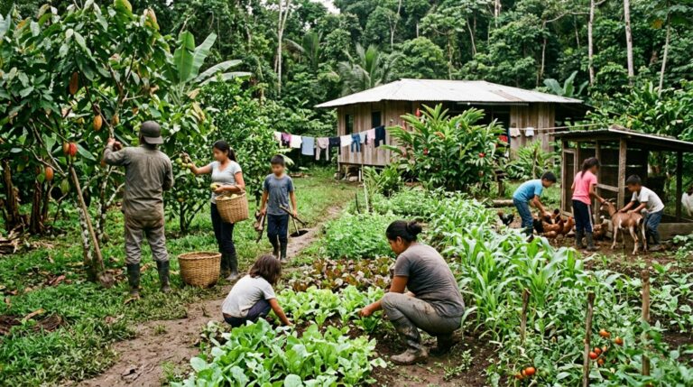 A família Porter organiza a vida em Napo entre cultivo de alimentos, cuidado com animais e educação em casa