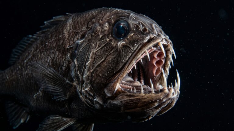 Um peixe tem dentes tão grandes que precisou criar bolsas no céu da boca: sem elas, as presas perfurariam o próprio cérebro