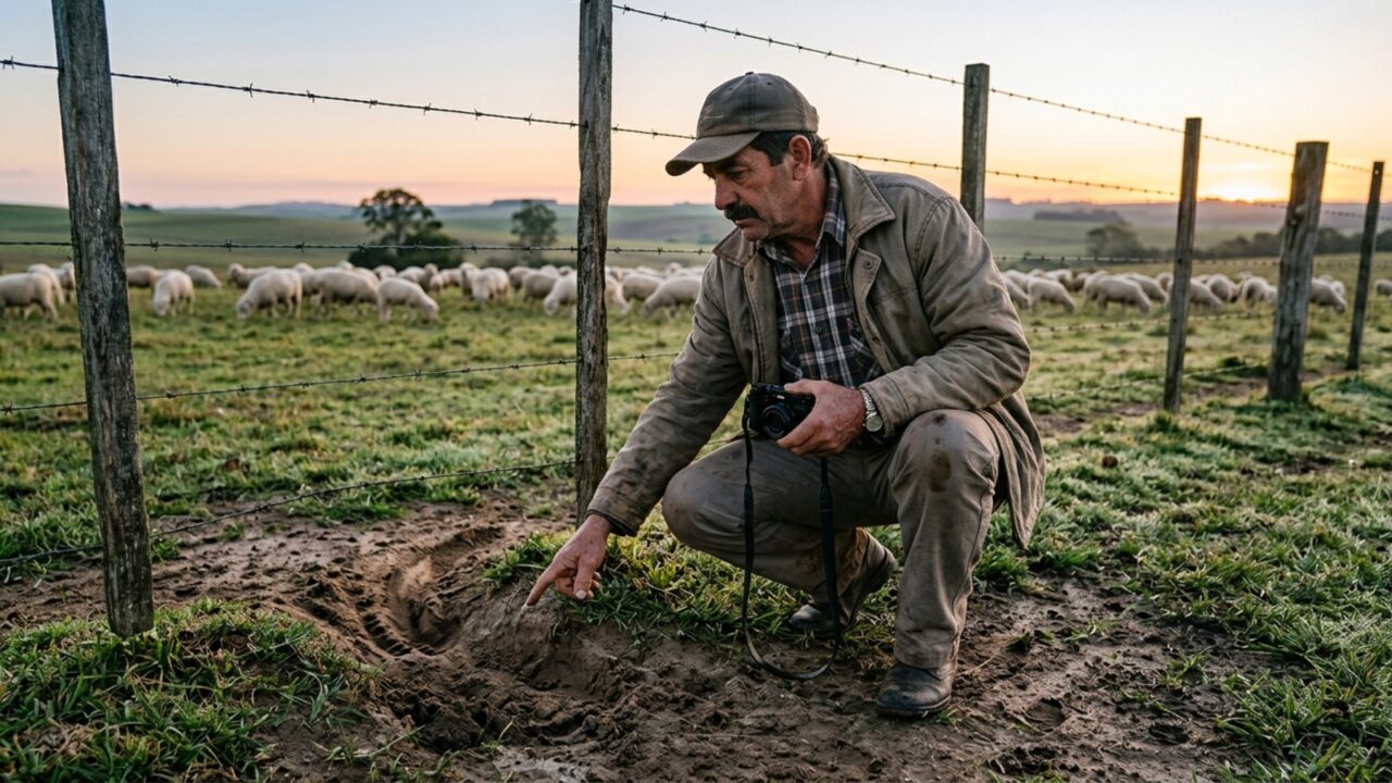 Fazendeiro percebe que as ovelhas começaram a desaparecer sempre perto do amanhecer, instala câmeras no pasto e descobre que o responsável entrava por baixo da cerca sem deixar quase nenhum rastro