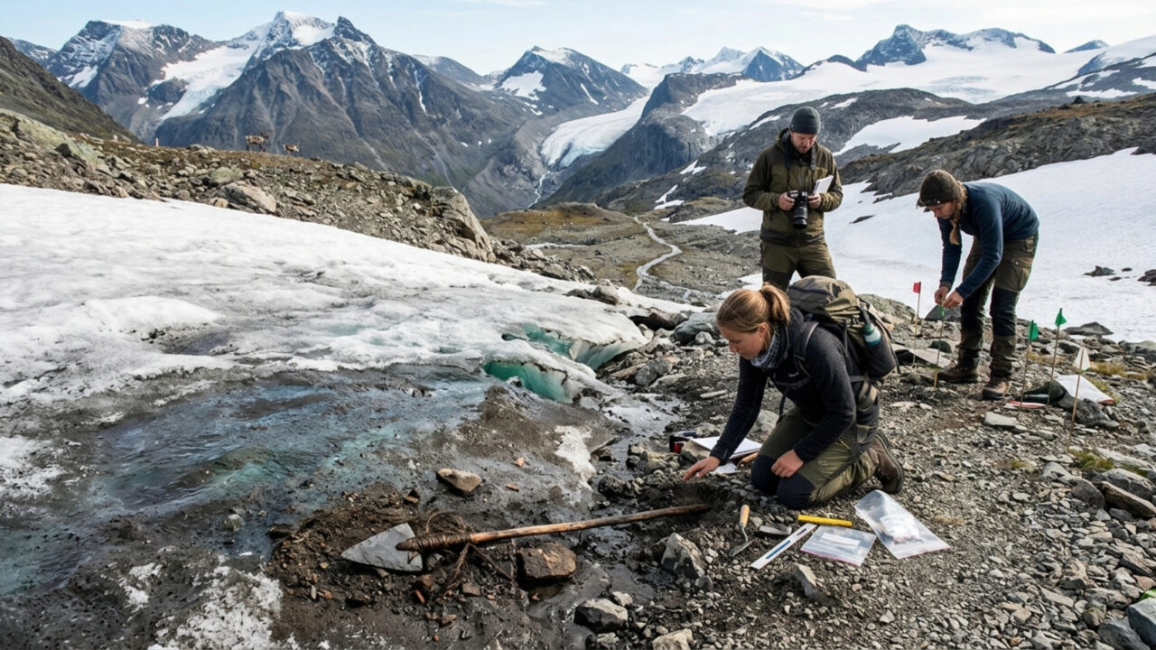 Flecha de 5 mil anos surge enquanto o derretimento do gelo das montanhas da Noruega revela achados arqueológicos mais antigos