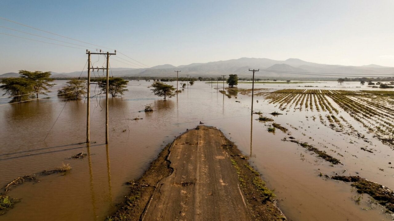 Um lago do Quênia cresceu tanto que água avançou sobre fazendas e infraestrutura numa região que abastece o mercado mundial de flores