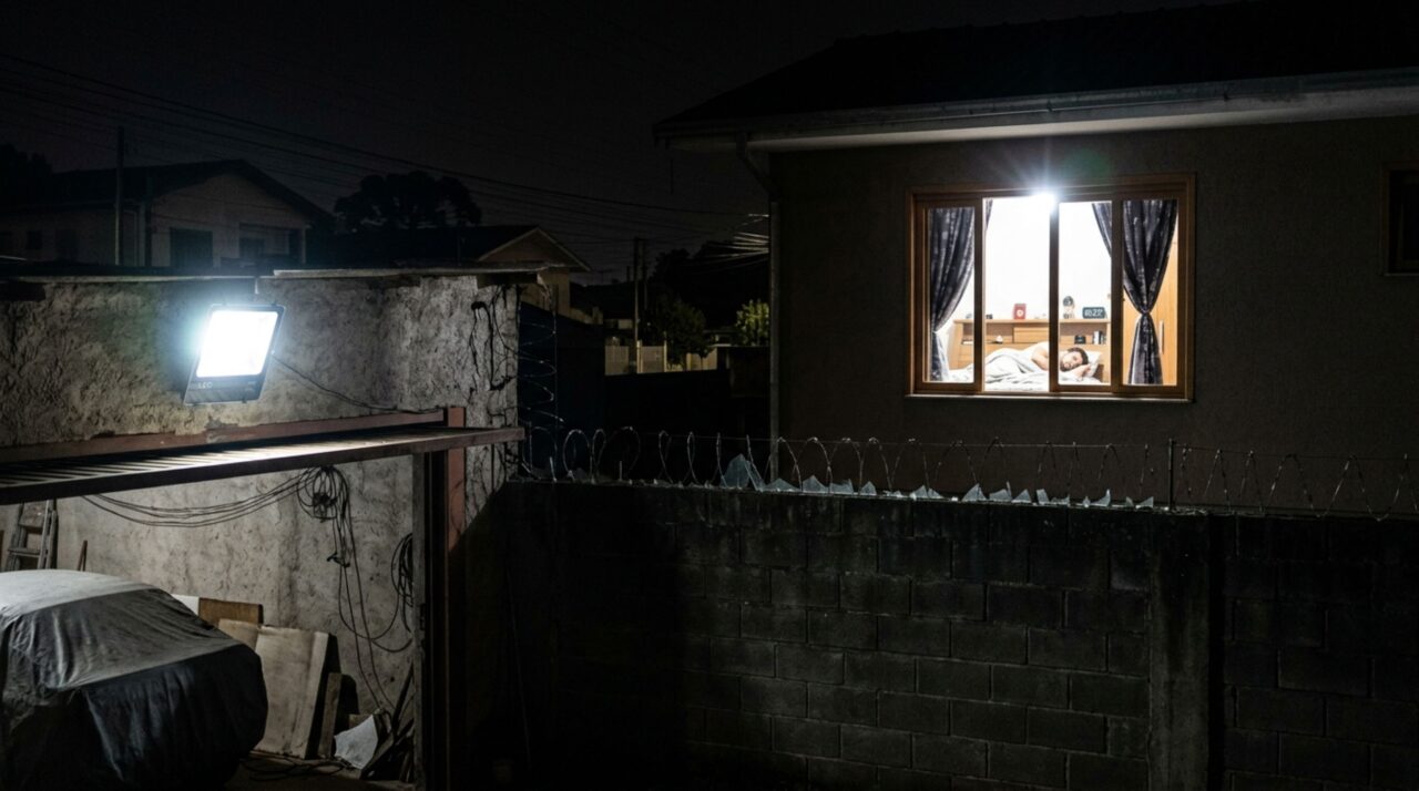 Casal instala refletor com sensor para iluminar garagem e vizinha percebe que luz invade a janela do quarto durante toda a noite