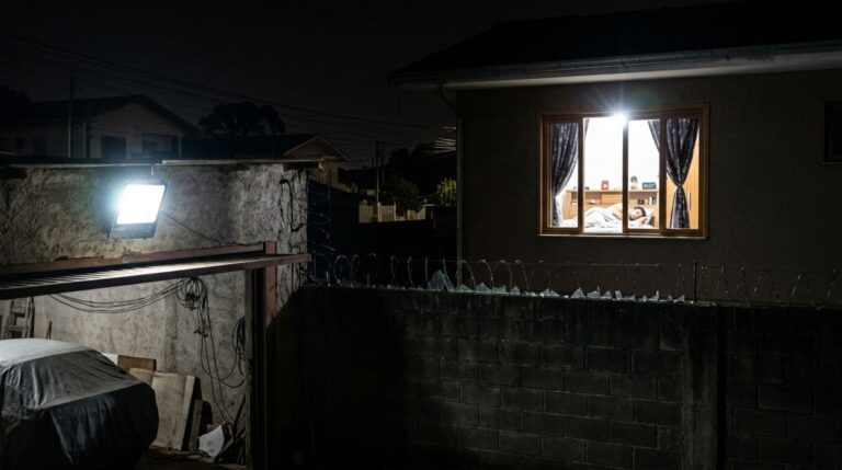 Casal instala refletor com sensor para iluminar garagem e vizinha percebe que luz invade a janela do quarto durante toda a noite