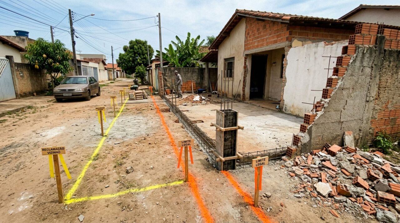 Família compra casa com garagem estreita, desloca o muro para ganhar espaço e, durante a obra, descobre que a divisa registrada não passa onde todos imaginavam, vizinho agora exige ficar com parte da construção da nova garagem para colocar seu carro