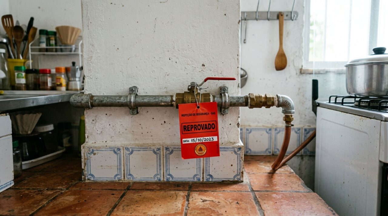 Dono da casa manda embutir a tubulação de gás na parede recém-rebocada, e a vistoria da concessionária reprova a instalação no dia da ligação