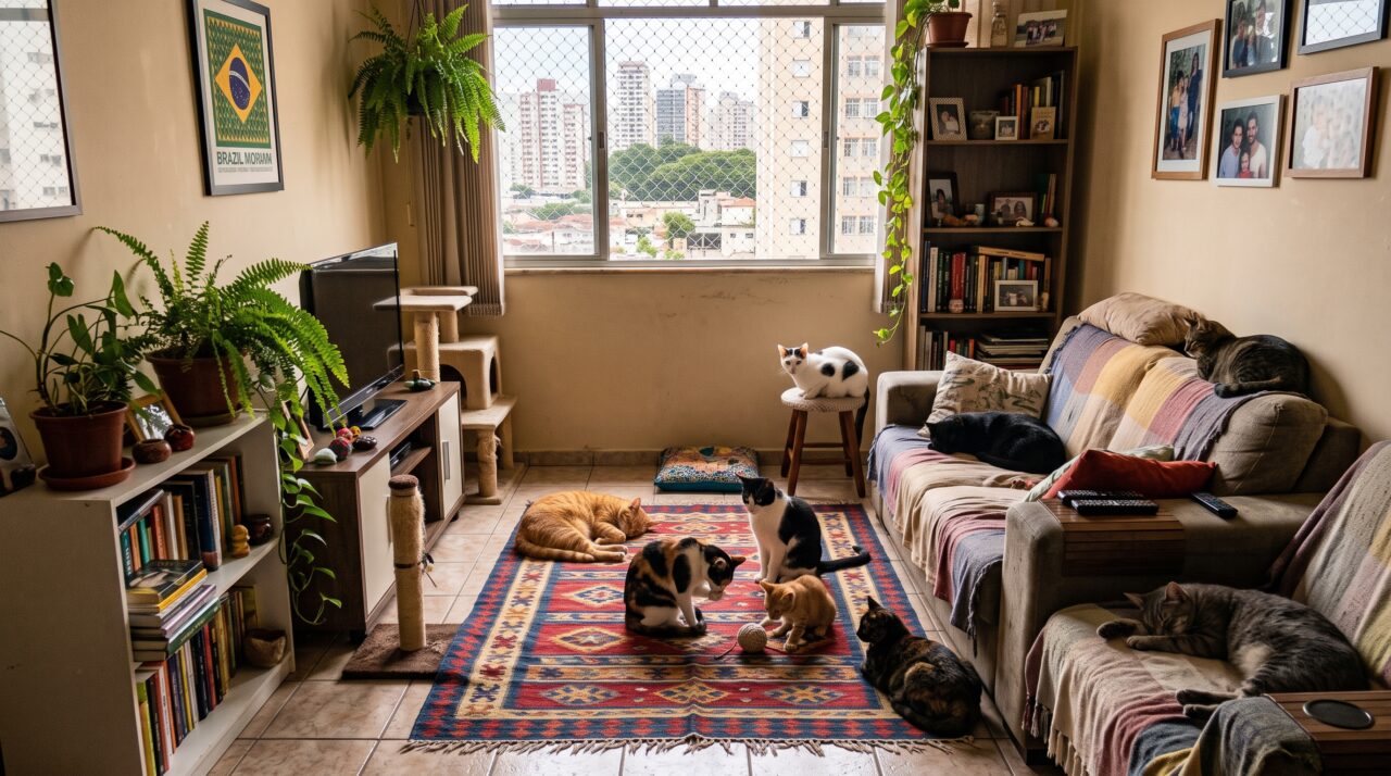 Notificação por mau cheiro de dez gatos em apartamento pequeno