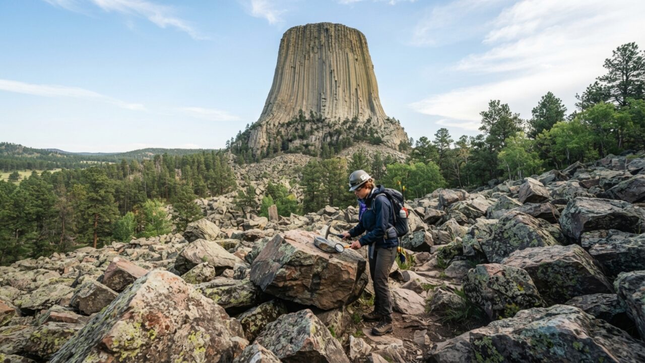 Uma torre de rocha no Wyoming sobe 264 metros acima do terreno e suas colunas quase verticais nasceram quando magma esfriou antes de a erosão remover tudo ao redor