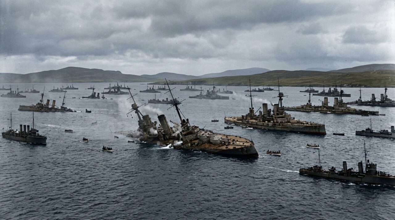 Em 1919, tripulações alemãs afundaram a própria frota em Scapa Flow e décadas depois o aço dos navios ganhou valor por ter baixíssima radioatividade de fundo