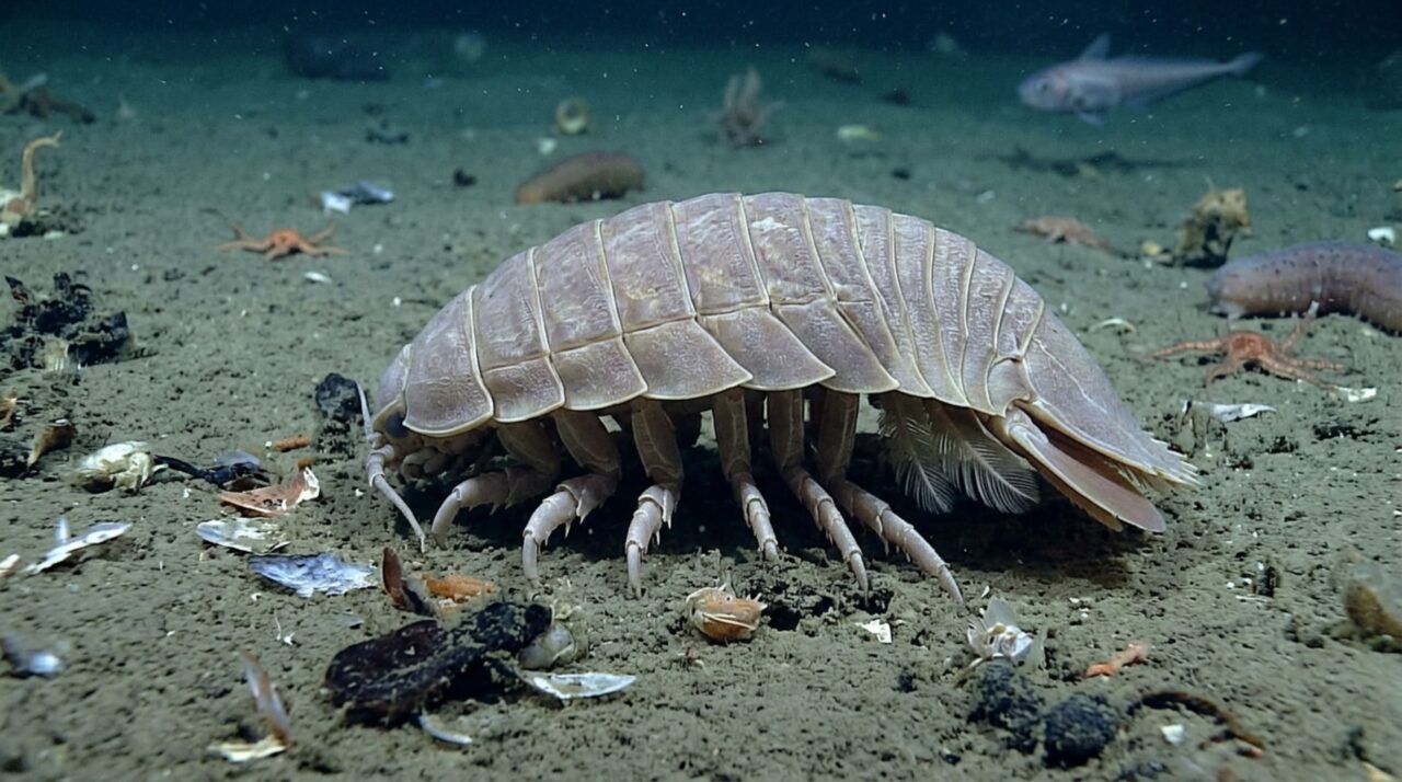 A anatomia segmentada aproxima Bathynomus dos pequenos isópodes terrestres