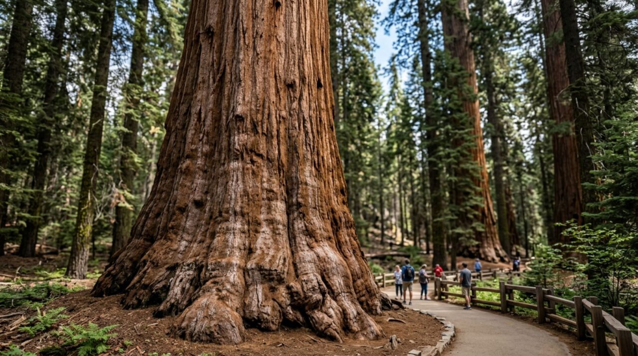 O recorde da General Sherman vem da espessura mantida por grande parte do tronco, que eleva seu volume acima do de outras árvores vivas conhecidas