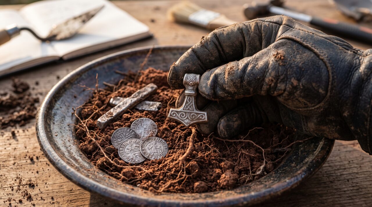 Um quintal comum revelou centenas de peças de prata viking: detector encontrou o maior tesouro desse tipo já achado na Dinamarca