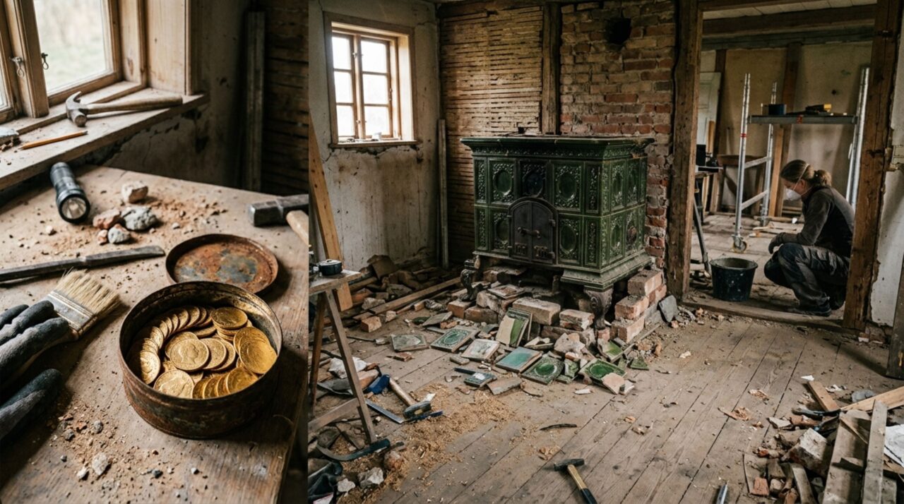 Pedreiro derruba um fogão antigo em uma casa de 1913 e encontra lata com 34 moedas de ouro avaliadas em mais de 65 mil euros