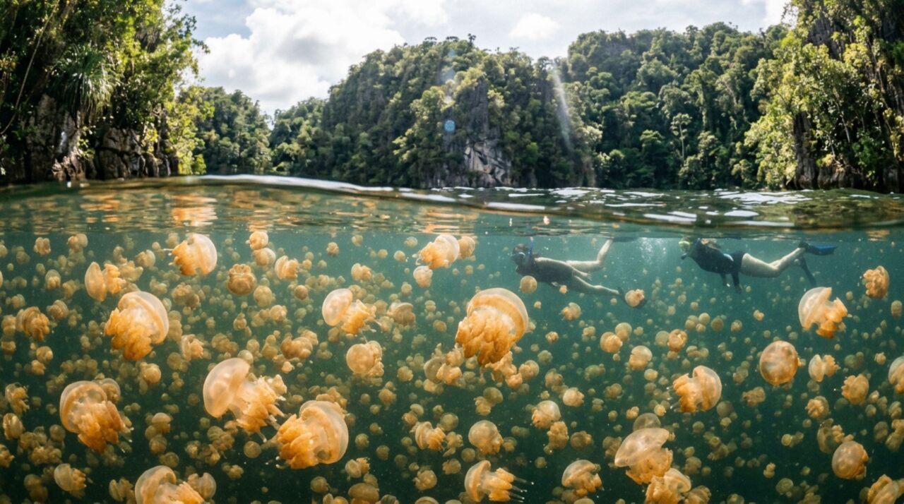 O lugar onde milhares de águas-vivas vivem em um lago e os animais perderam grande parte da capacidade de causar ferroadas