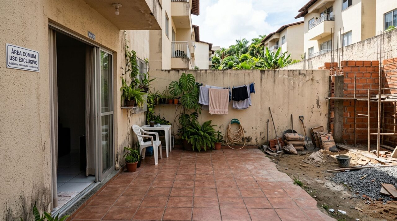 Casal compra apartamento térreo com quintal anunciado como privativo e, durante a reforma, descobre que a área consta como parte comum do condomínio