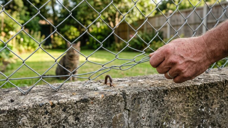 Vizinha coloca tela metálica acima do muro para impedir que os gatos escapem e família ao lado reclama depois que a estrutura começa a vibrar e bater durante noites de vento