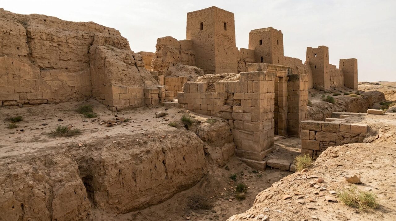 O sistema defensivo de Hatra combinava muralhas, 171 torres, fosso e acessos fortificados que dificultavam ataques diretos à cidade