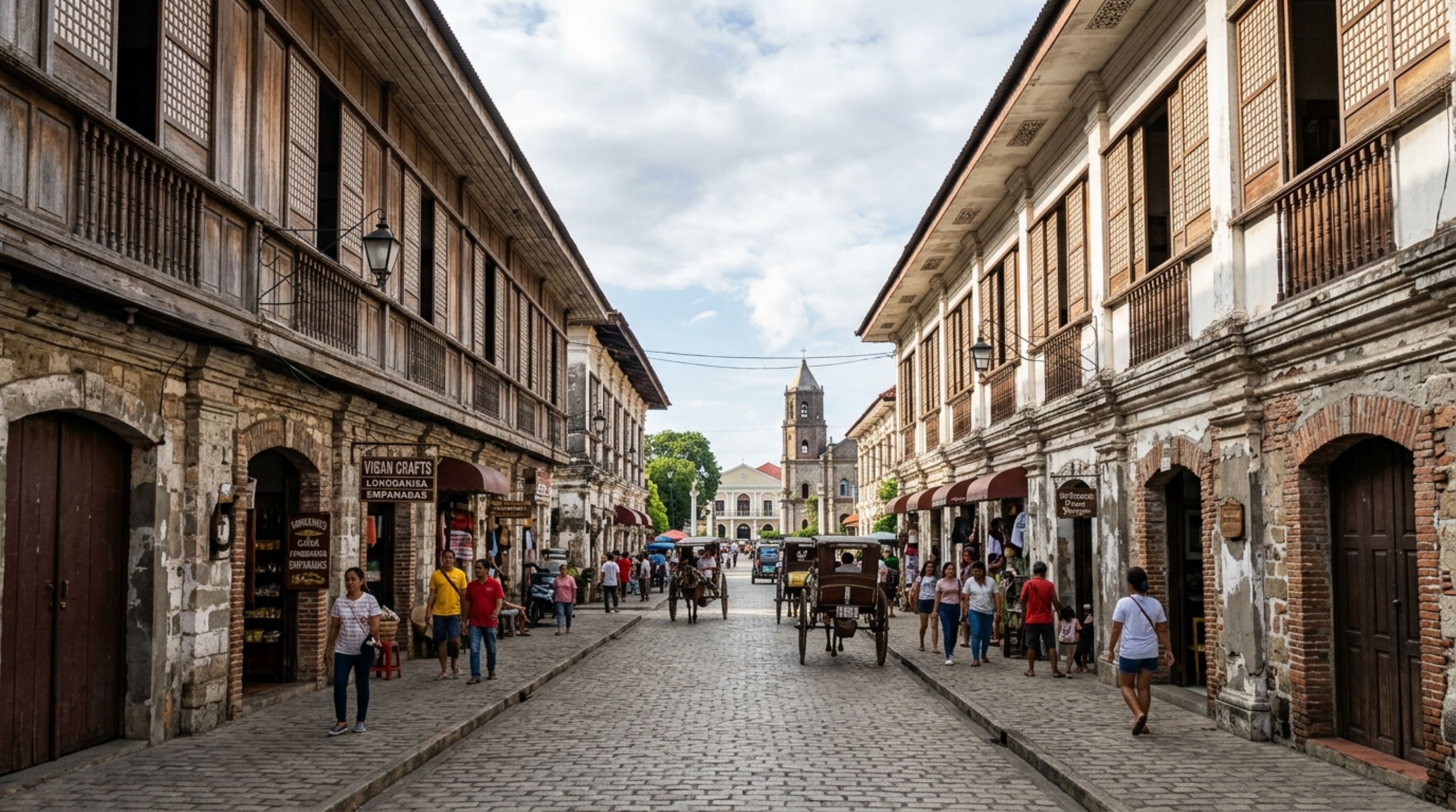 Uma cidade colonial cresceu em uma malha planejada nas Filipinas e casas antigas sobreviveram a guerras e terremotos
