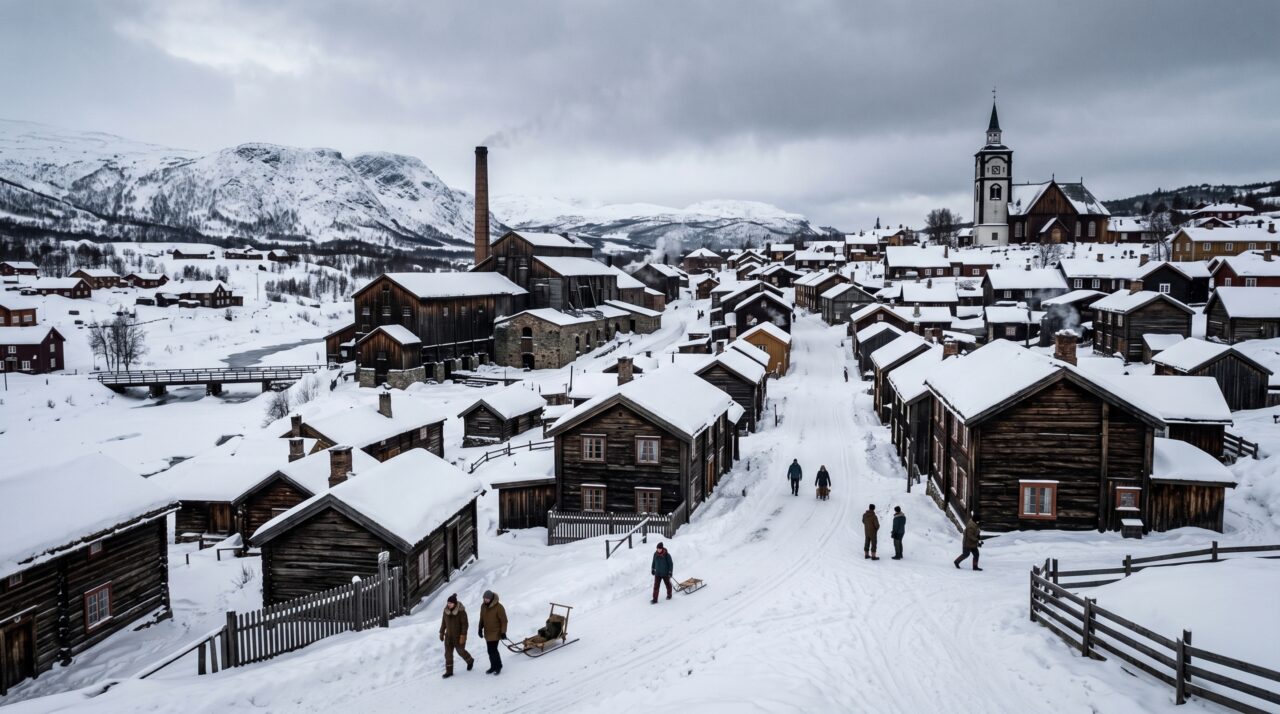 Uma mina de cobre virou cidade no frio norueguês: casas de madeira mostram como trabalhadores enfrentaram séculos de inverno extremo