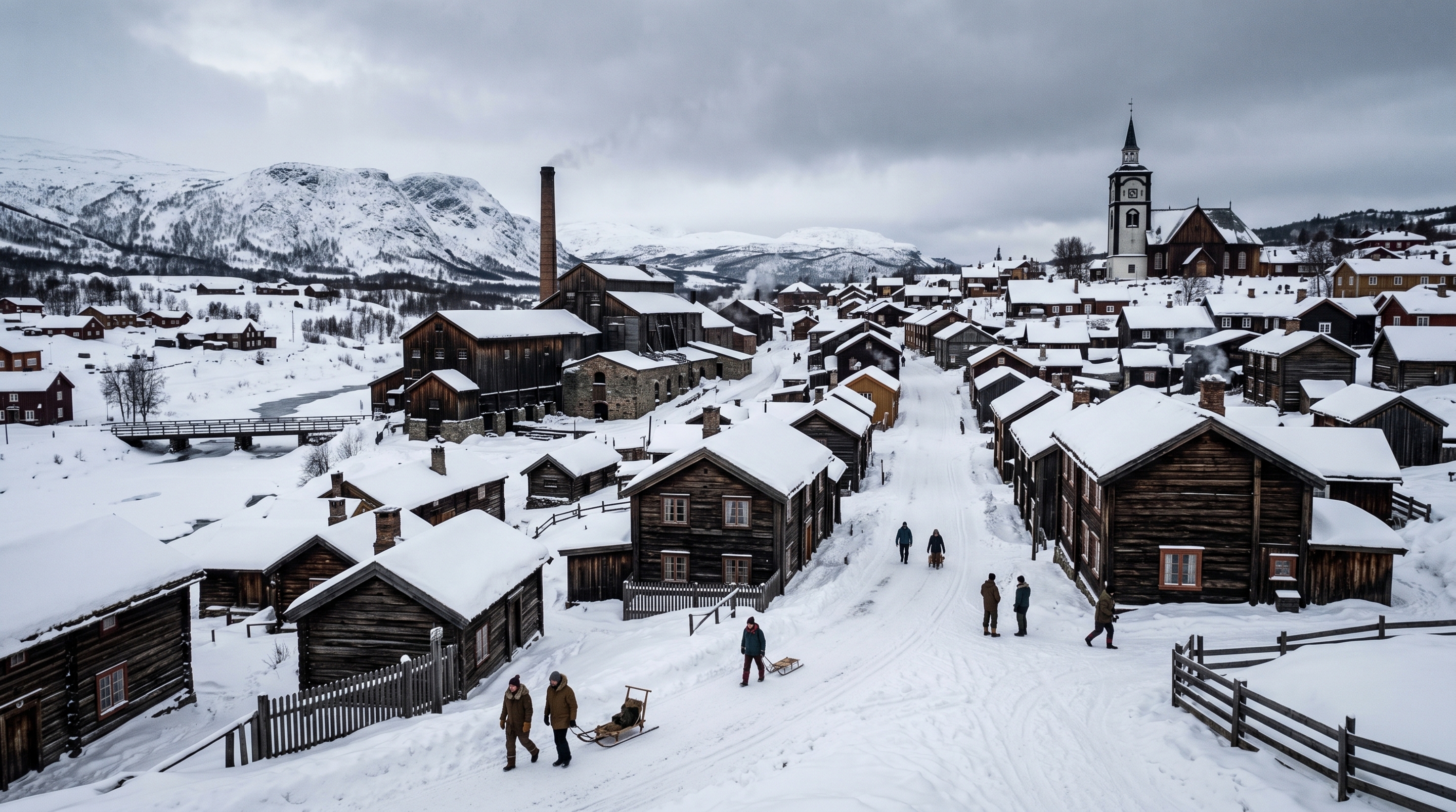 Uma mina de cobre virou cidade no frio norueguês: casas de madeira mostram como trabalhadores enfrentaram séculos de inverno extremo