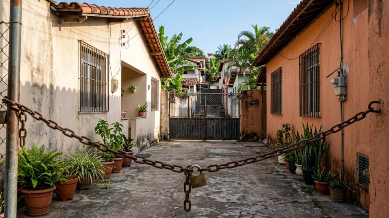Depois de 17 anos usando a mesma entrada, aposentado encontra vasos e uma corrente bloqueando a passagem e novo vizinho afirma que corredor sempre pertenceu ao terreno dele