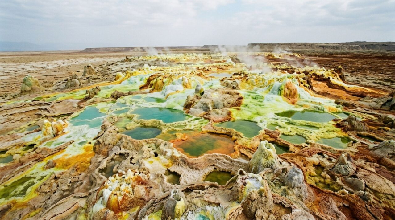 As fontes de Dallol revelam a interação entre calor, sal e fluidos ácidos
