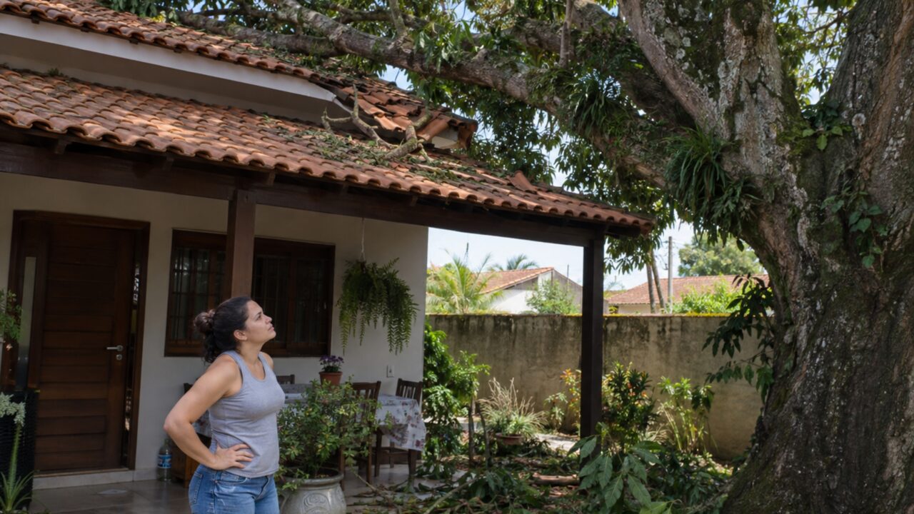 Mulher compra casa com árvore enorme no quintal, decide cortá-la após galhos atingirem o telhado e descobre durante o serviço que a espécie tinha proteção ambiental