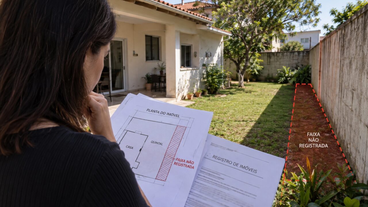 Mulher herda casa onde a família vive há mais de 40 anos e, ao tentar vender o imóvel, descobre que uma pequena faixa do quintal ainda consta no nome de um antigo proprietário