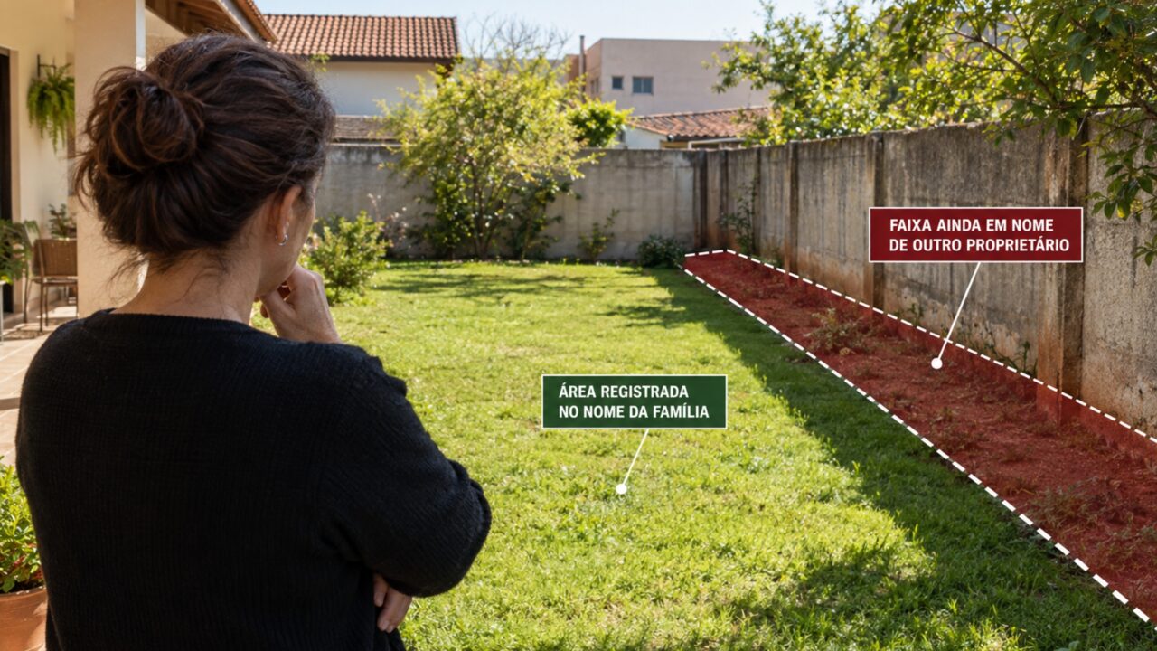 Mulher herda casa onde a família vive há mais de 40 anos e, ao tentar vender o imóvel, descobre que uma pequena faixa do quintal ainda consta no nome de um antigo proprietário