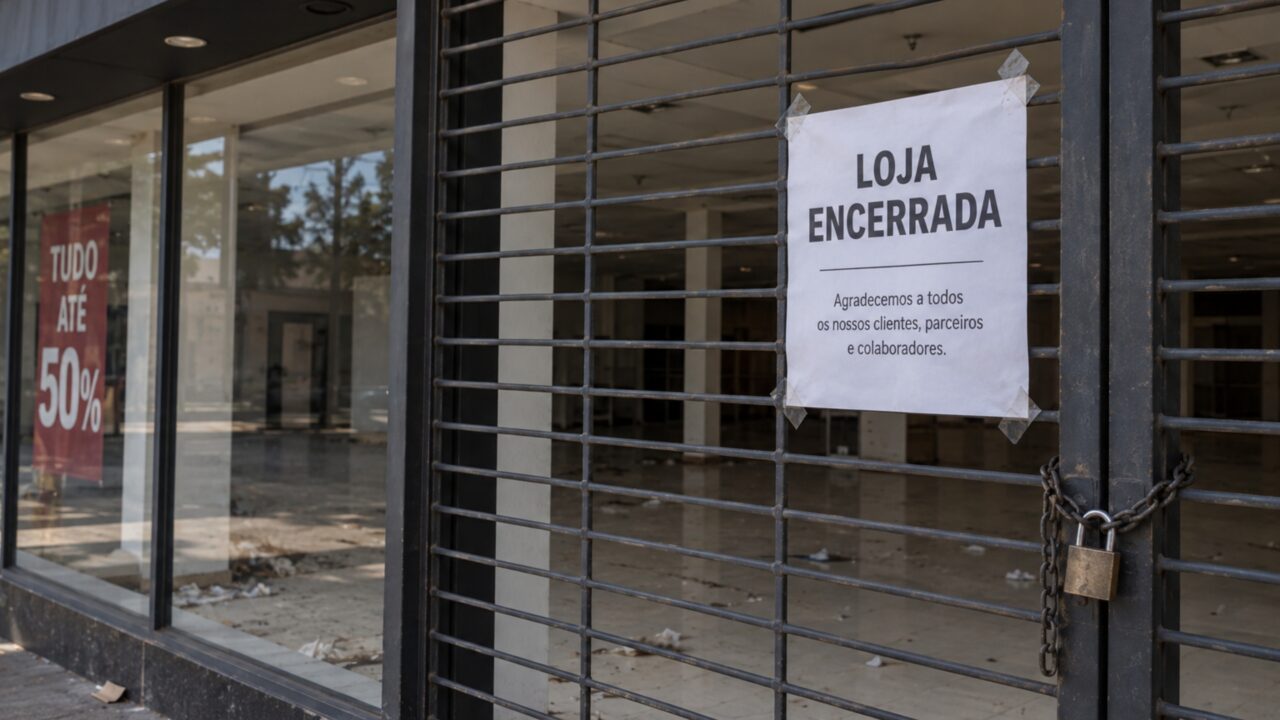 Um aviso colado no portão encerrou 34 anos de história de uma só vez: fábricas e 24 lojas pararam e mais de 500 trabalhadores descobriram que não voltariam ao trabalho