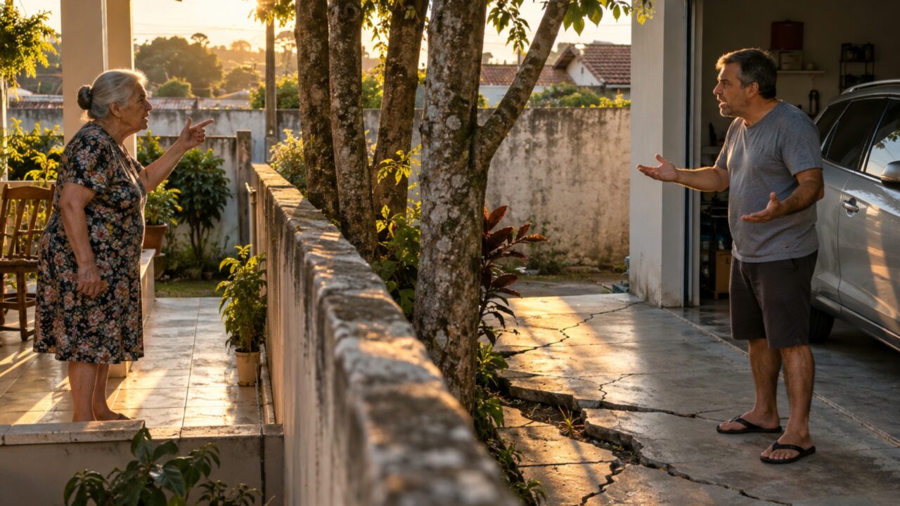 Aposentada planta três árvores para fazer sombra na varanda e, anos depois, recebe cobrança porque raízes teriam levantado o piso da garagem ao lado
