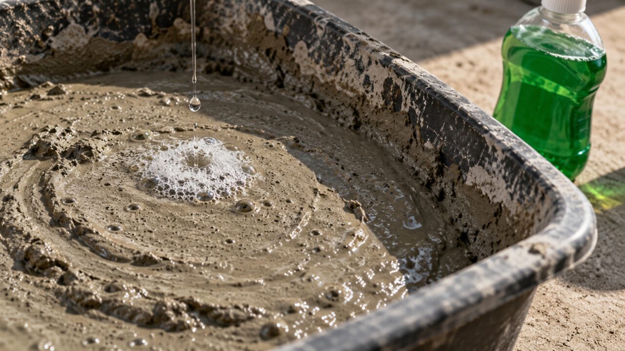 Pedreiros concordam: misturar detergente com concreto é o melhor truque para reparos simples em casa