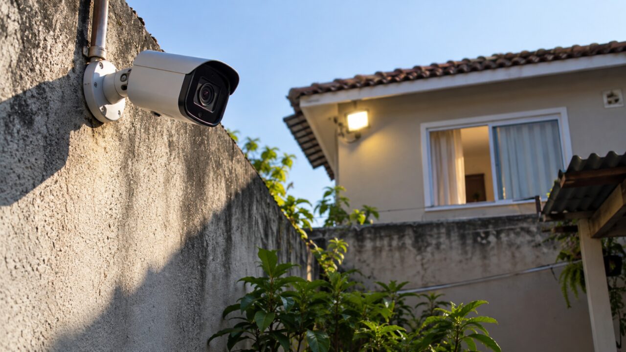 Depois de instalar câmeras e refletores para vigiar o quintal durante a madrugada, proprietário recebe reclamação porque luz e enquadramento passaram a atingir diretamente a janela do quarto vizinho