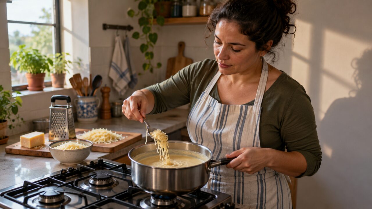 Para um molho de queijo liso, o segredo pode estar em baixar o fogo antes de acrescentar o ingrediente