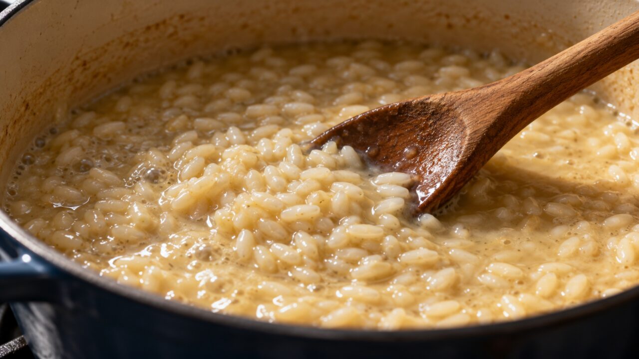 Nem mais leite nem mais manteiga: a textura do arroz cremoso depende de mexer e acrescentar o líquido aos poucos