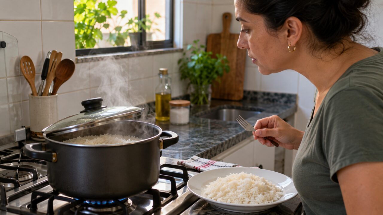 O arroz soltinho não depende de colocar muito óleo: mexer demais durante o cozimento pode fazer justamente o contrário