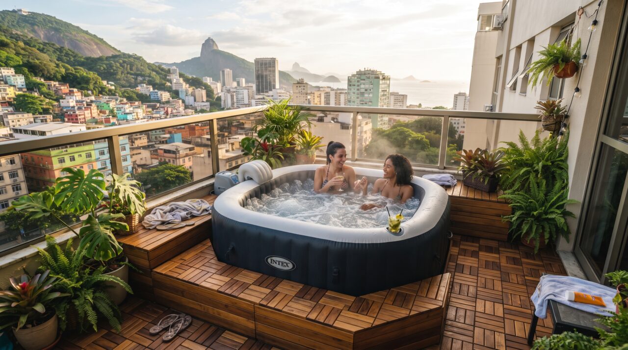 Quanto custa instalar um ofurô inflável e deck modular em uma varanda de 6 m² em 2026?