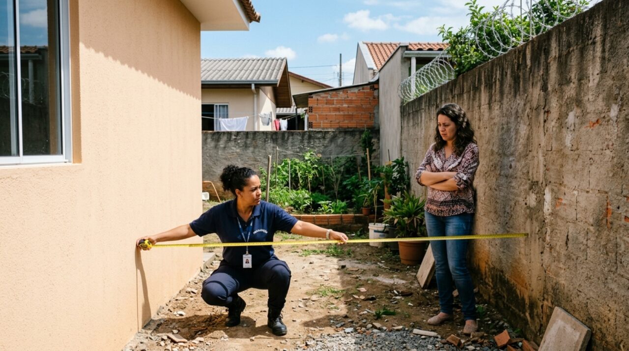 Casal constrói casa de 14 m² nos fundos do terreno dos pais para fugir do aluguel e, três meses depois de se mudar, vizinho aciona a prefeitura alegando que a construção invadiu o recuo obrigatório
