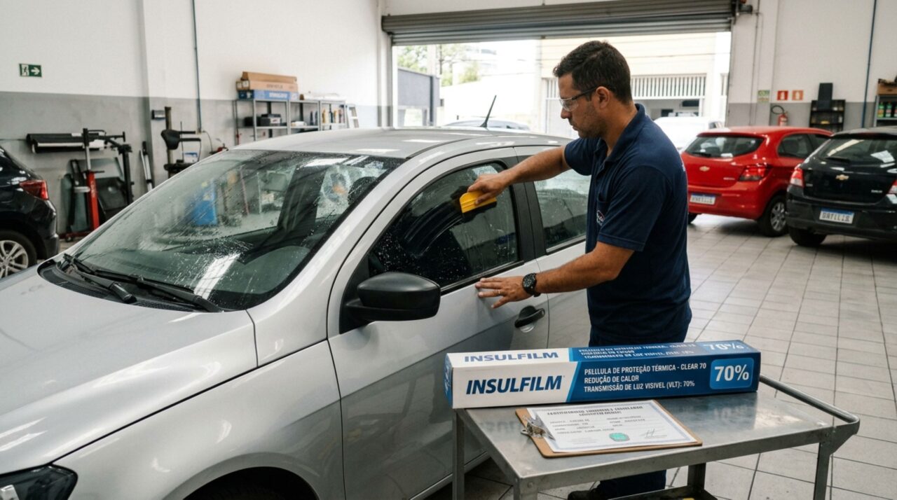 Motorista instala película muito escura nos vidros para reduzir o calor dentro do carro e acaba autuado durante fiscalização
