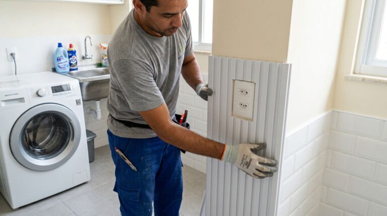 Sem quebrar a parede nem remover o revestimento antigo: uma forma de transformar a lavanderia usando painéis de PVC de encaixe