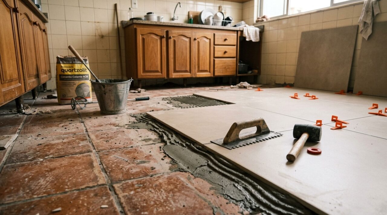 Adeus à demolição do piso: quando o porcelanato pode ser assentado sobre a cerâmica que já está na cozinha