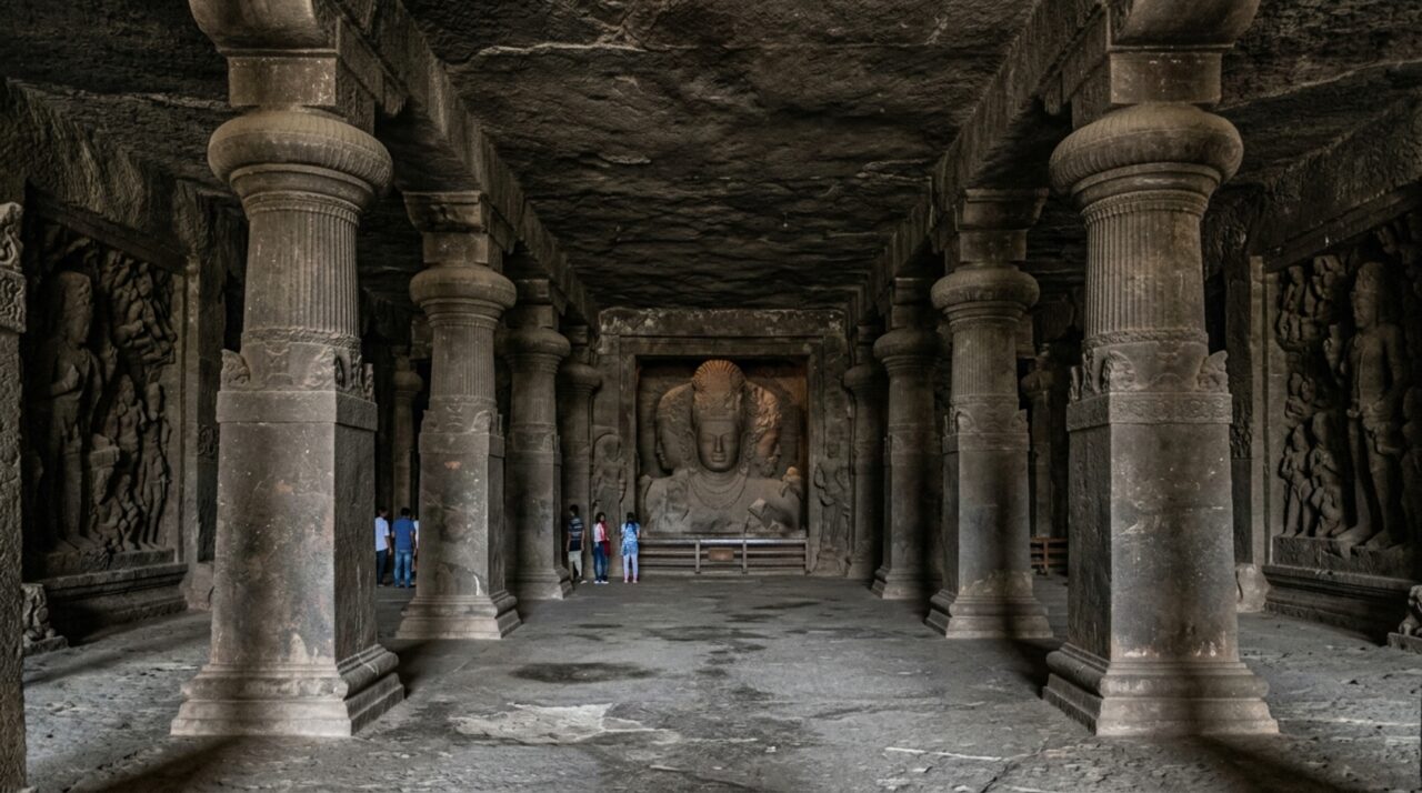 Uma ilha perto de Mumbai esconde uma sala de 39 metros dentro da montanha onde enormes figuras de Shiva foram esculpidas na própria rocha
