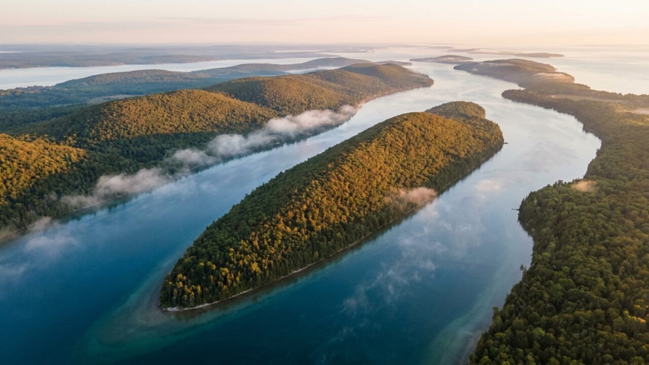 Uma ilha no lago Huron parece ter sido puxada na mesma direção dezenas de vezes porque geleiras moldaram 36 faixas alongadas antes de desaparecer
