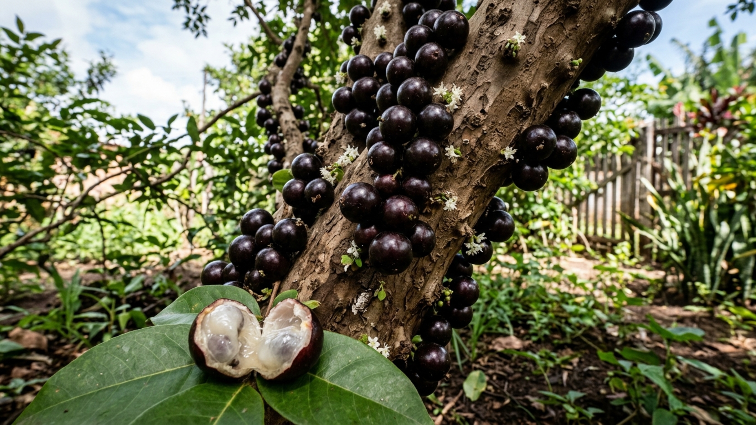 Adeus, fruta comum: esta pequena esfera de casca roxa esconde uma polpa branca translúcida e nasce diretamente no tronco da árvore