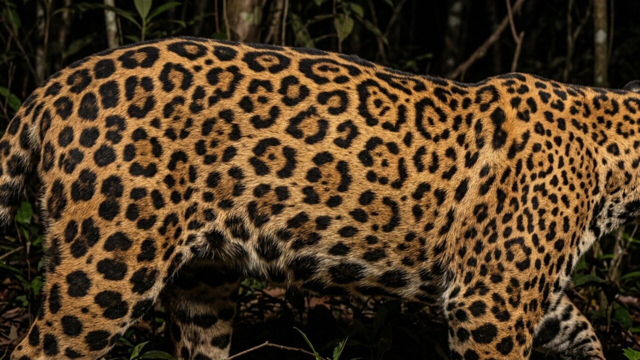 A câmera instalada perto do curral registra um animal de mais de 100 kg às 3h da manhã, mas o detalhe nas manchas chama ainda mais atenção