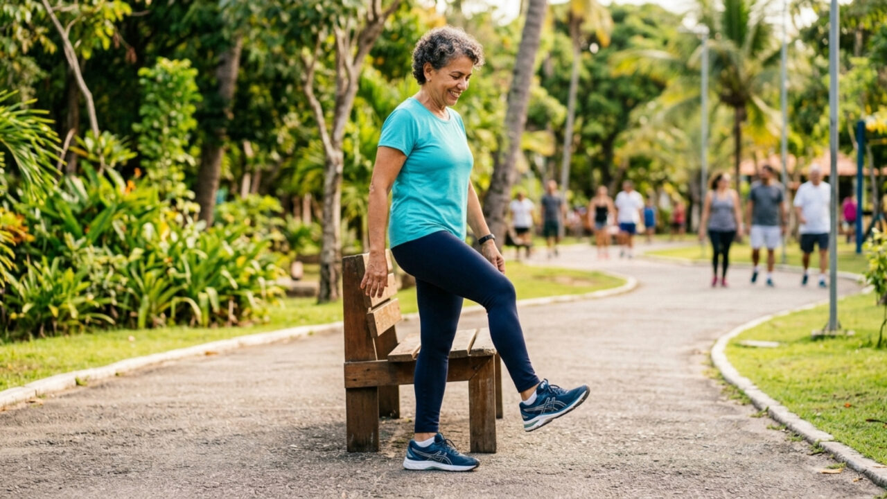 Jose Ruiz, personal trainer Se aos 60 anos você conseguir manter o calcanhar levantado por 10 levantamentos seguidos, podemos melhorar a estabilidade e andar com mais segurança