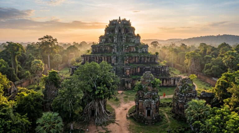 Uma cidade inteira foi planejada e levantada em apenas 23 anos antes de perder o posto de capital e desaparecer entre a floresta do Camboja