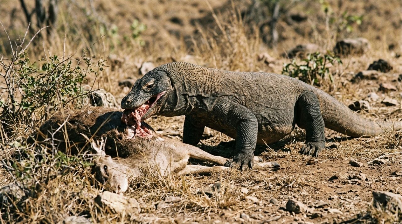 O maior lagarto vivo consegue comer de uma vez o equivalente a 80% do próprio peso e depois vomitar para ficar mais leve ao fugir