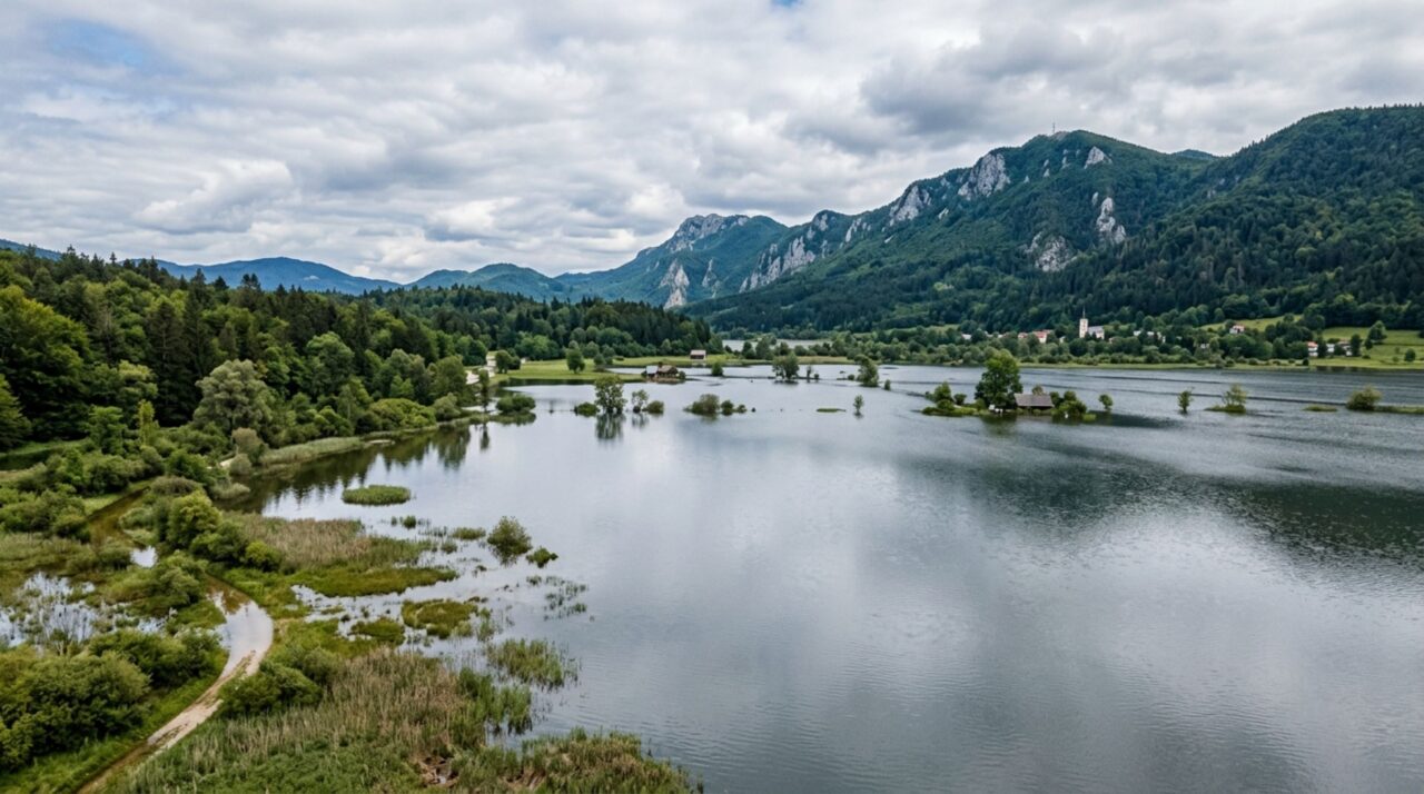 O lago que quase desaparece todos os anos e volta a surgir meses depois quando a água retorna por um processo natural