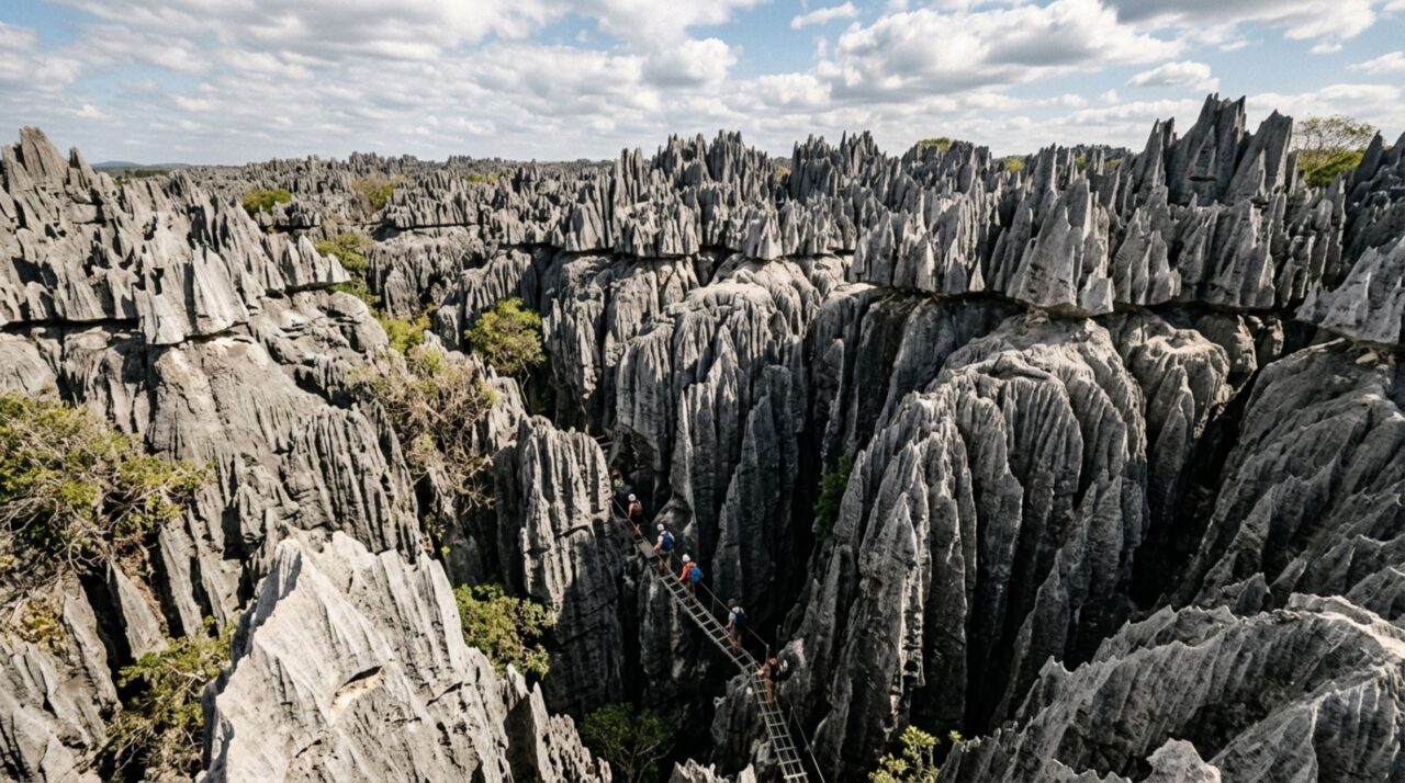 A formação geológica onde enormes pilares naturais se elevam do solo e criam uma paisagem que parece uma verdadeira cidade de pedra escondida entre montanhas